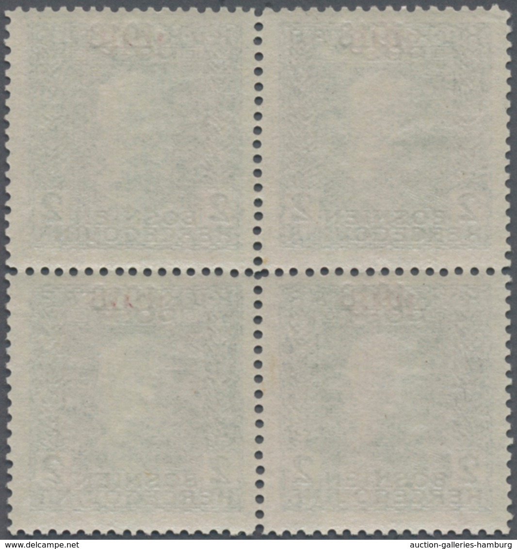 Bosnien Und Herzegowina (Österreich 1879/1918): 1918, 2h. Light Blue With Inverted Overprint, MNH Bl - Bosnia And Herzegovina