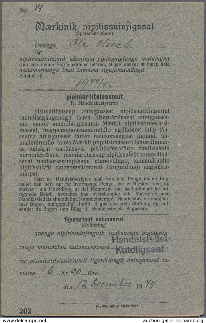 Dänemark - Grönland: 1944-45 Saving Stamps Booklet In Grey Containing 24 Large-numeral Postal Saving - Briefe U. Dokumente