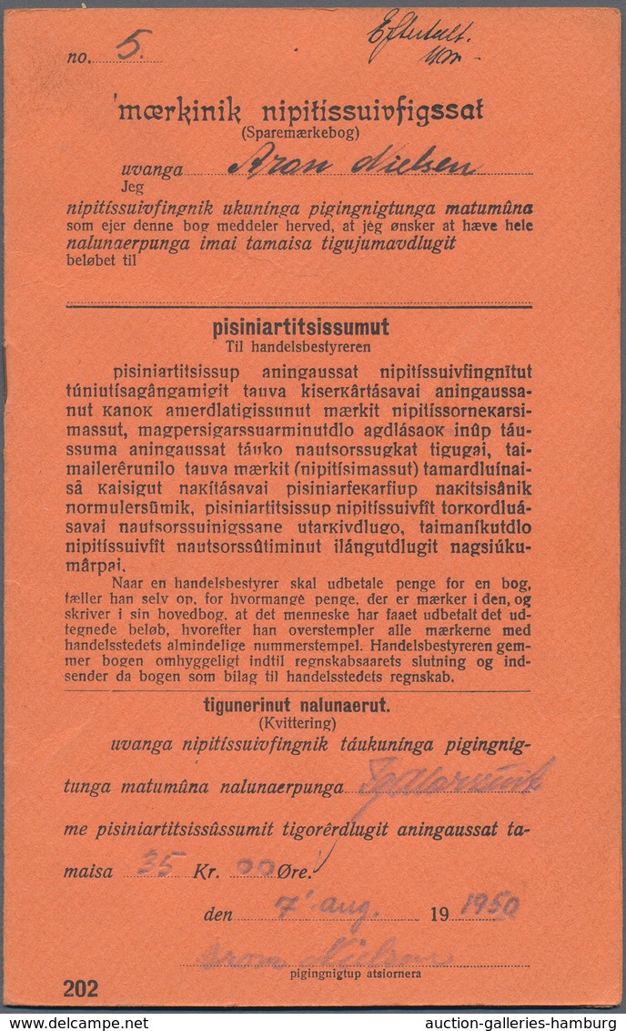 Dänemark - Grönland: 1950 Saving Stamps Booklet In Red-orange Containing 35 Large-numeral Postal Sav - Covers & Documents