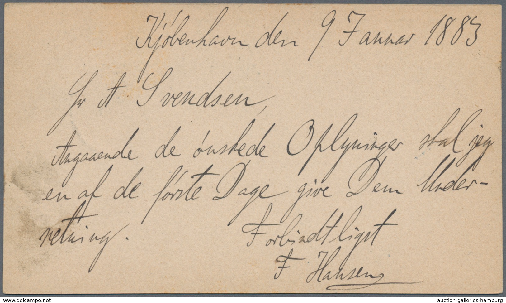 Dänemark - Ganzsachen: 1883 Commercially Local Used Postal Stationery Card Of Private Town Post Of C - Postal Stationery