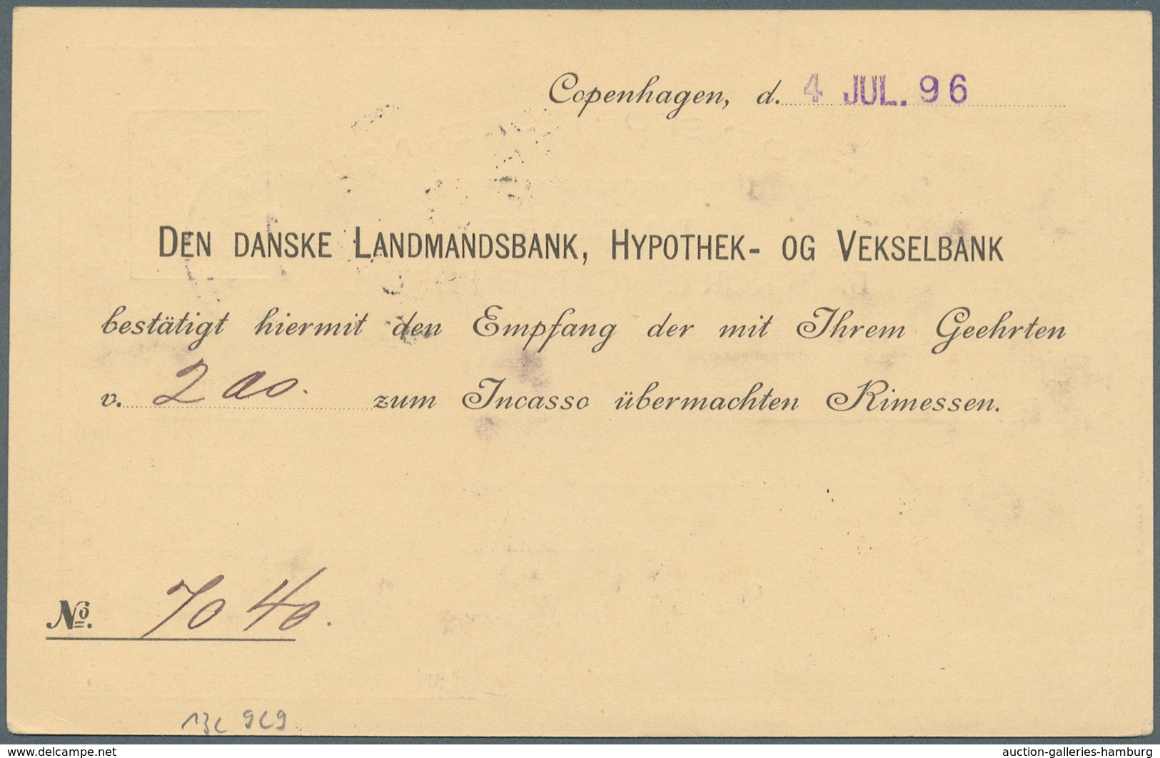 Dänemark - Ganzsachen: GSK 10 Öre Karmin In Seltener Auflage "mit Kleinen Eckziffern" Gebr. 1896 Mit - Postal Stationery