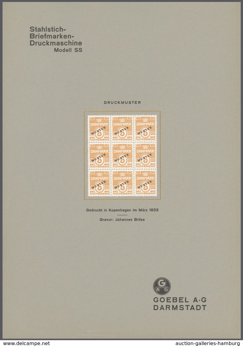 Dänemark - Besonderheiten: 1933. Proof Printing Of The Postage Stamp 5 Öre In A Block Of 9 With Devi - Sonstige & Ohne Zuordnung