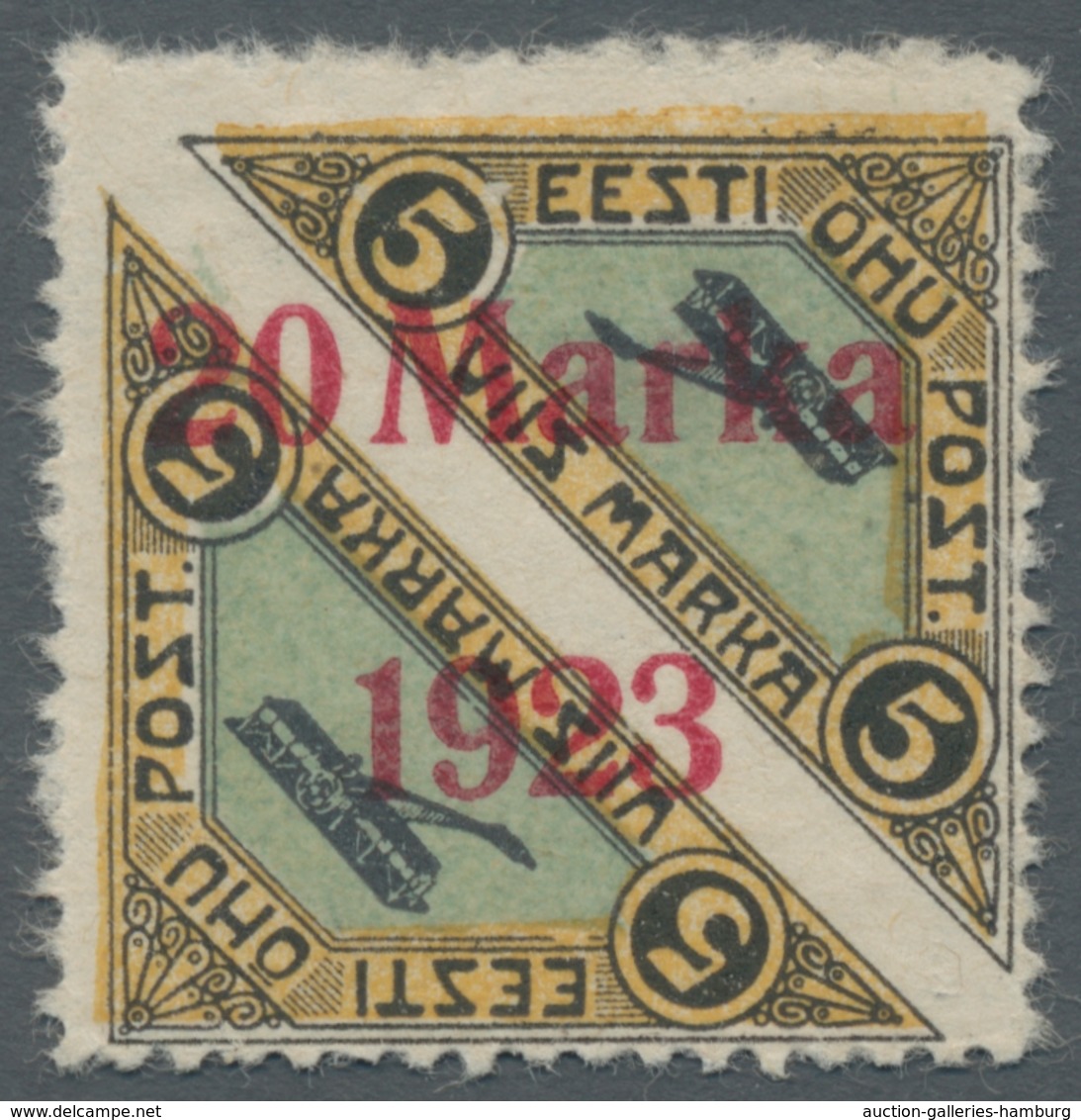 Estland: 1923, "20 Mk. On 5 Mk. Perforated", Unused Value Of Rare Variant In Perfect Condition, Exp. - Estland