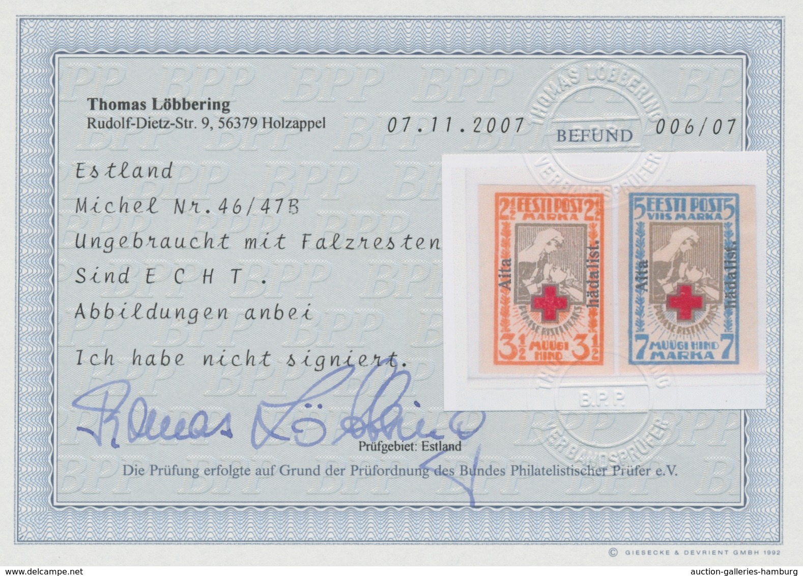 Estland: 1923, Welfare Cut, Complete Set In Perfect Condition, Finding Löbbering ÷ 1923, Wohlfahrt G - Estland