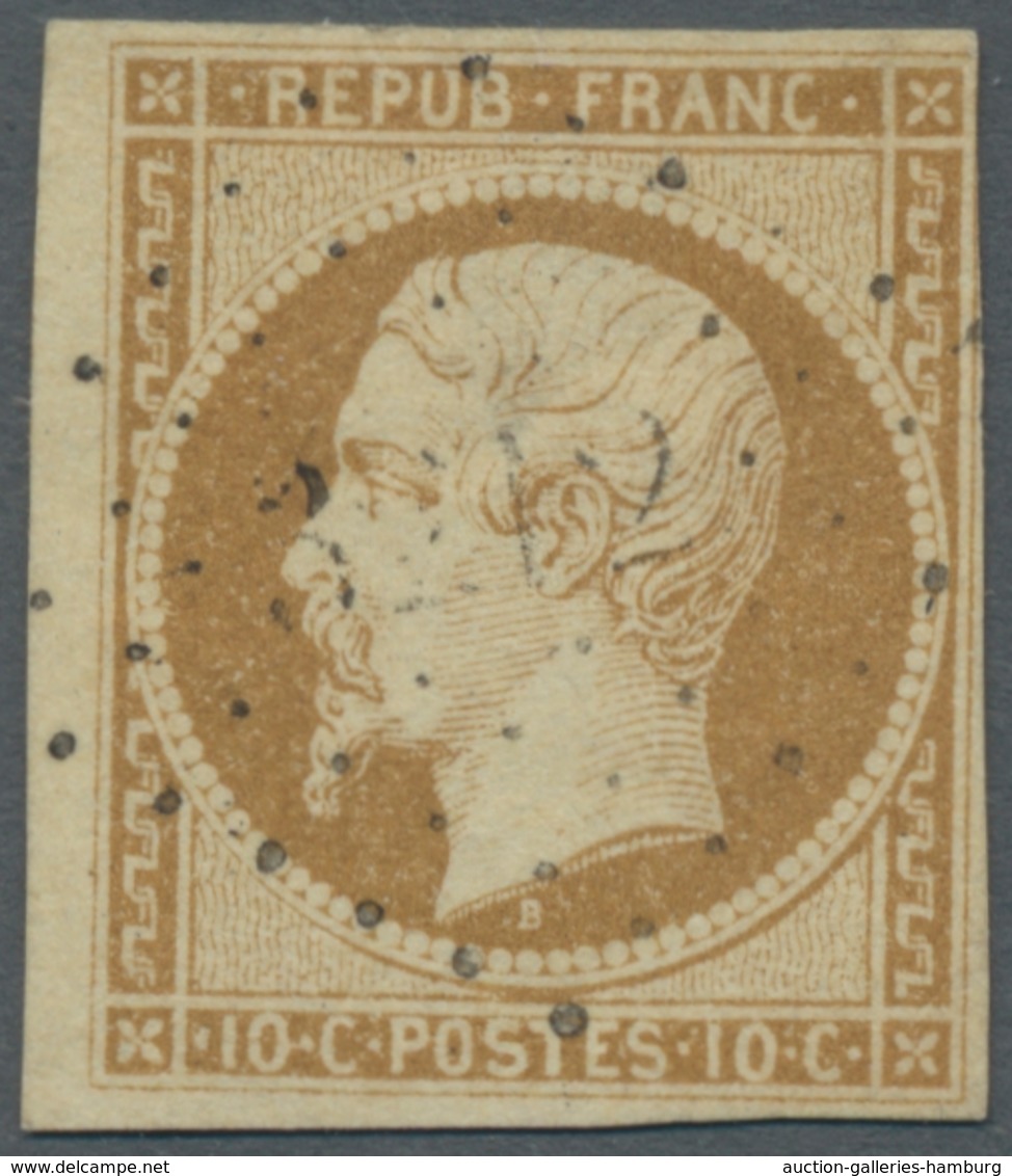 Frankreich: 1852, "Napoleon III." 10 Centime Dreiseitig Voll- Bis Breitrandig Geschnitten (rechts Ob - Gebraucht