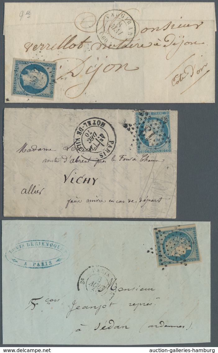 Frankreich: 1852 - 1870, Postage Stamps Napoleon And Ceres On Four Letters, Partly Cancelled With Nu - Gebraucht