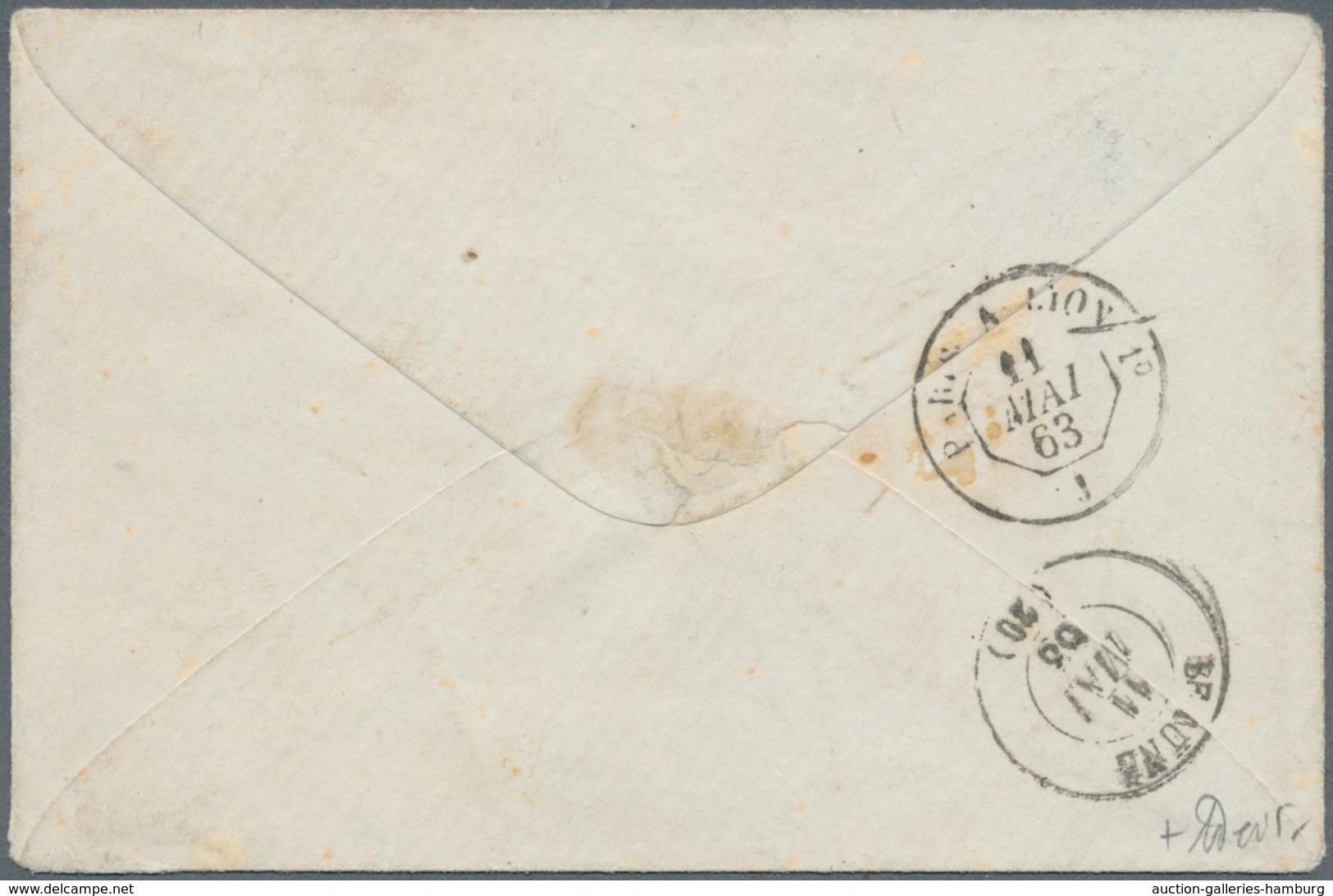 Frankreich: 1863, 20 C Blue Napoleon, Tied By Star Cancel Paris, Single Franking On Small Envelope F - Gebraucht