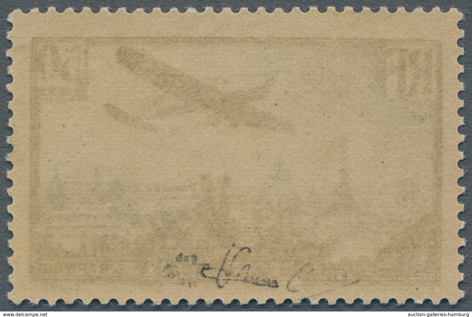 Frankreich: 1936, Airplane Over Paris, 50 Fr Dark Green, Mint And Rare Offered!, Signed (Mi€2.000,-) - Used Stamps