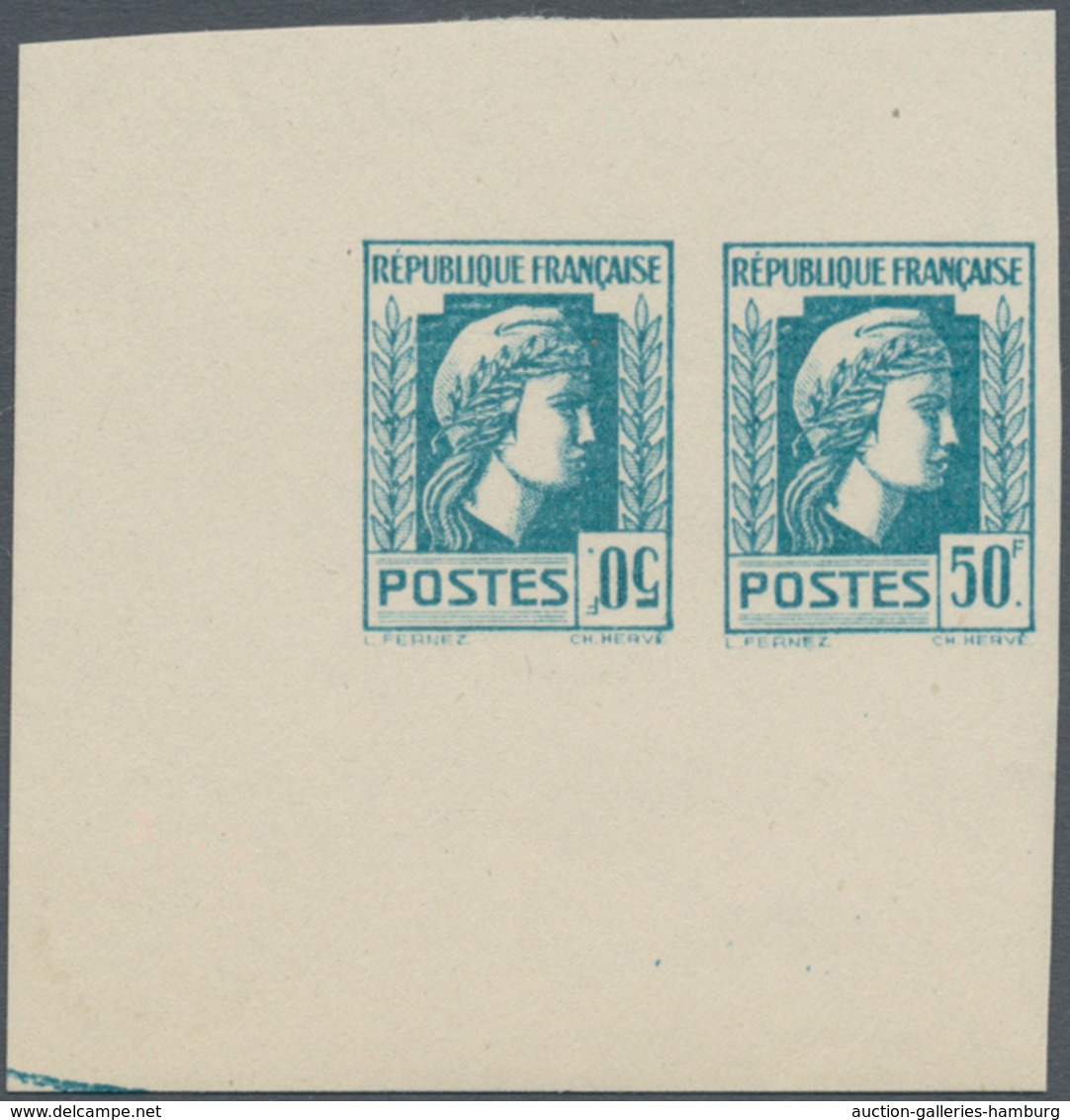 Frankreich: 1944, Definitives "Marianne", Not Issued, 50fr. Turquoise, Imperforate Essay, Horizontal - Gebraucht