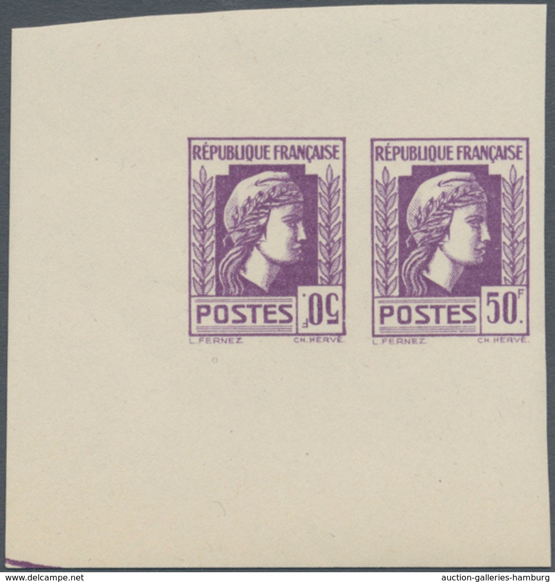 Frankreich: 1944, Definitives "Marianne", Not Issued, 50fr. Violet, Imperforate Essay, Horizontal Se - Gebraucht