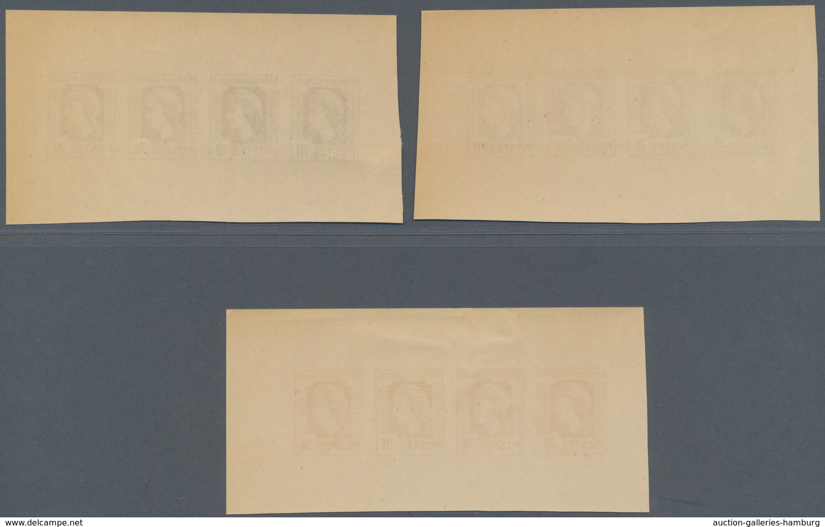 Frankreich: 1944, Definitives "Marianne", Not Issued, 70c., Group Of Three Imperforate Panes Of Four - Gebraucht