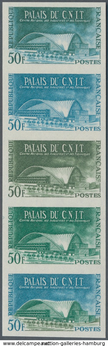 Frankreich: 1959, Exhibition Palace Paris, Vertical Stripes Of Five As Colour Samples, Imperforated - Gebraucht