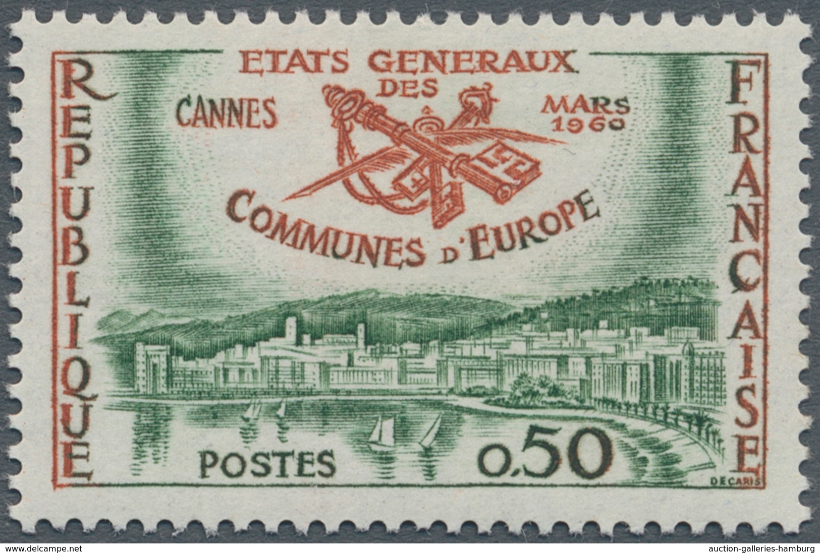 Frankreich: 1960, "Meeting Of European Municipal Administrators, Cannes", Vertical Imperforated Five - Gebraucht