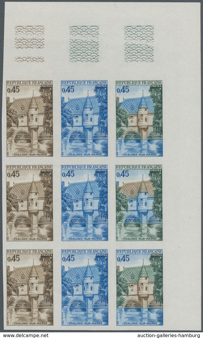 Frankreich: 1969, Congress Of Philatelists, One Block Of Nine, Imperforated As Colour Samples, Mint - Gebraucht
