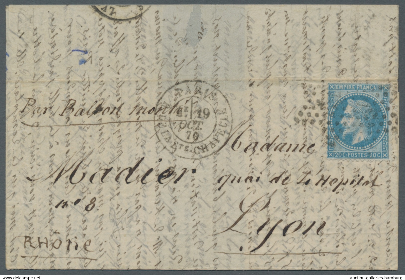 Frankreich - Ballonpost: Ballon Monté "Garibaldi", Entire Letter With 20c Lauré Tied By Star Cancel - 1960-.... Covers & Documents