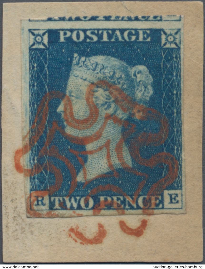 Großbritannien: 1840, 2 Pence Deep Full Blue, Plate 1, Lettered "RE", Good To Very Large Margins All - Other & Unclassified