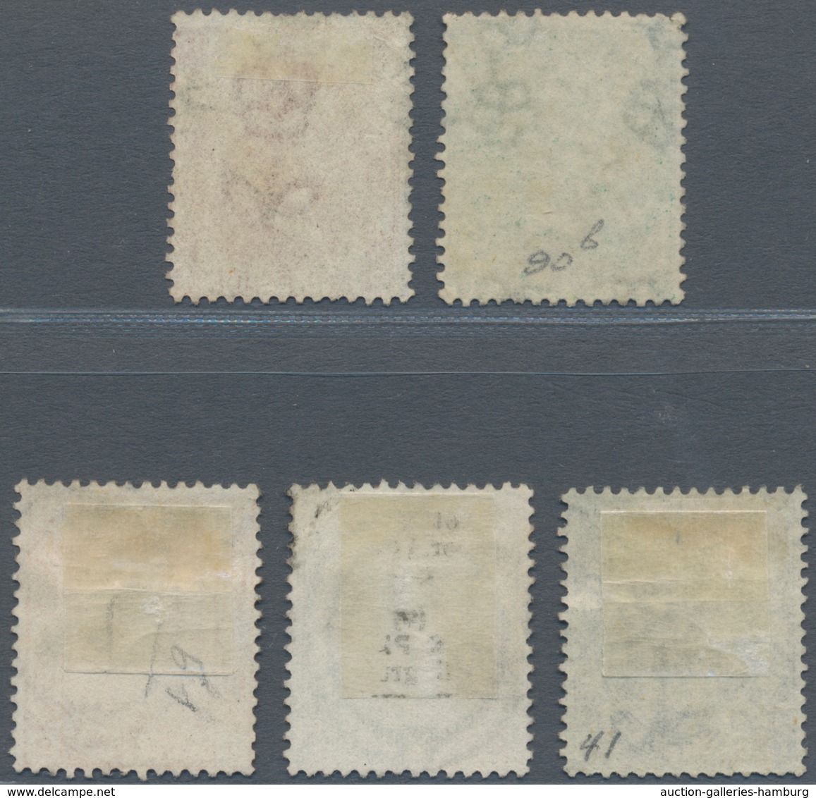 Großbritannien: 1862-1876, Five Different Used Stamps, See SG Numbers. The 1s. Of 1862 With A Short - Other & Unclassified