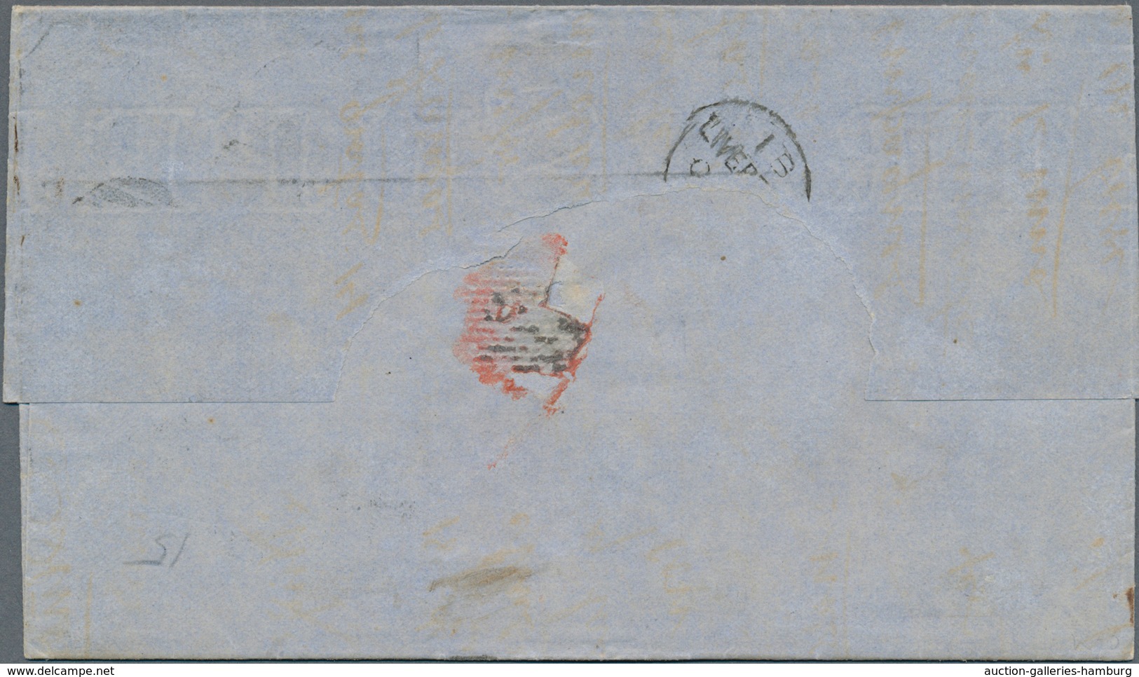 Großbritannien: 1873, A Stripe Of FOUR Of QV 6 D Deep-grey Plate 15 On Folded Entire Letter From "MA - Autres & Non Classés