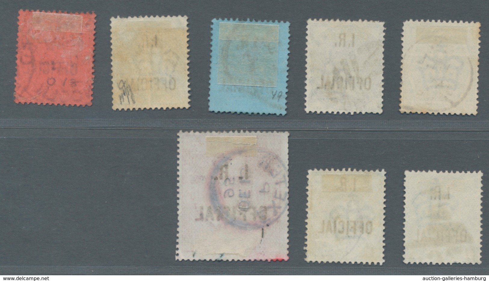 Großbritannien - Dienstmarken: 1882 - 1901; "I.R. Official" -- Zusammenstellung Von Acht Gestempelte - Dienstmarken