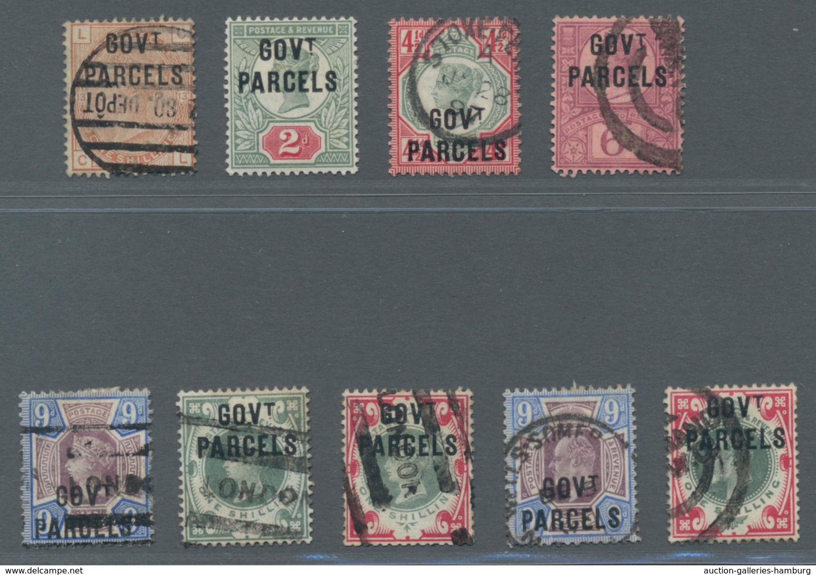 Großbritannien - Dienstmarken: 1883 - 1902; "Govt. Parcels" -- Zusammenstellung Von Neun Besseren We - Dienstmarken