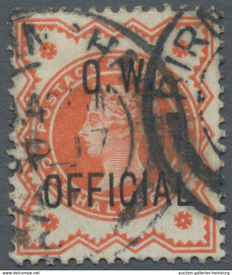 Großbritannien - Dienstmarken: 1896 - 1902; "O.W. Official" 4 Werte Incl. Der Sehr Seltenen 10 D. Ka - Officials