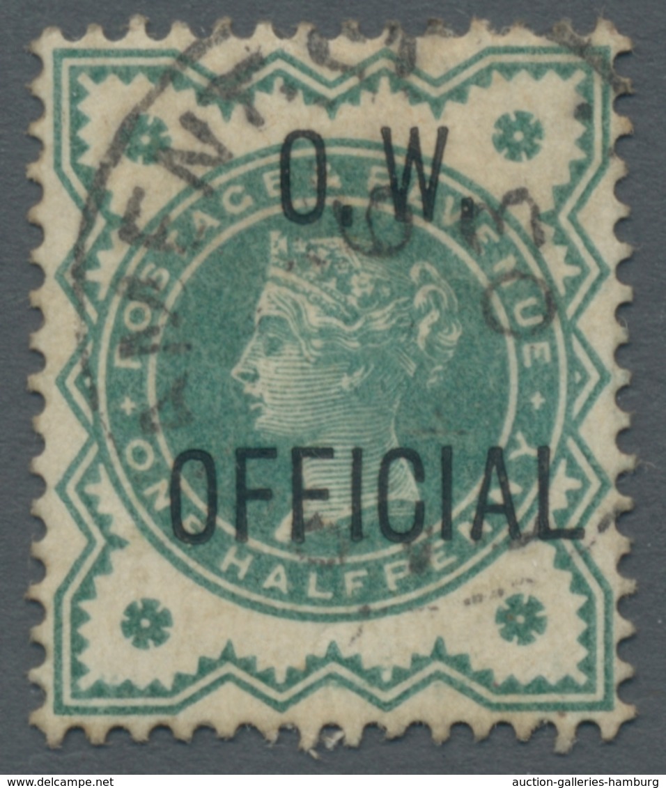 Großbritannien - Dienstmarken: 1896 - 1902; "O.W. Official" 4 Werte Incl. Der Sehr Seltenen 10 D. Ka - Dienstmarken