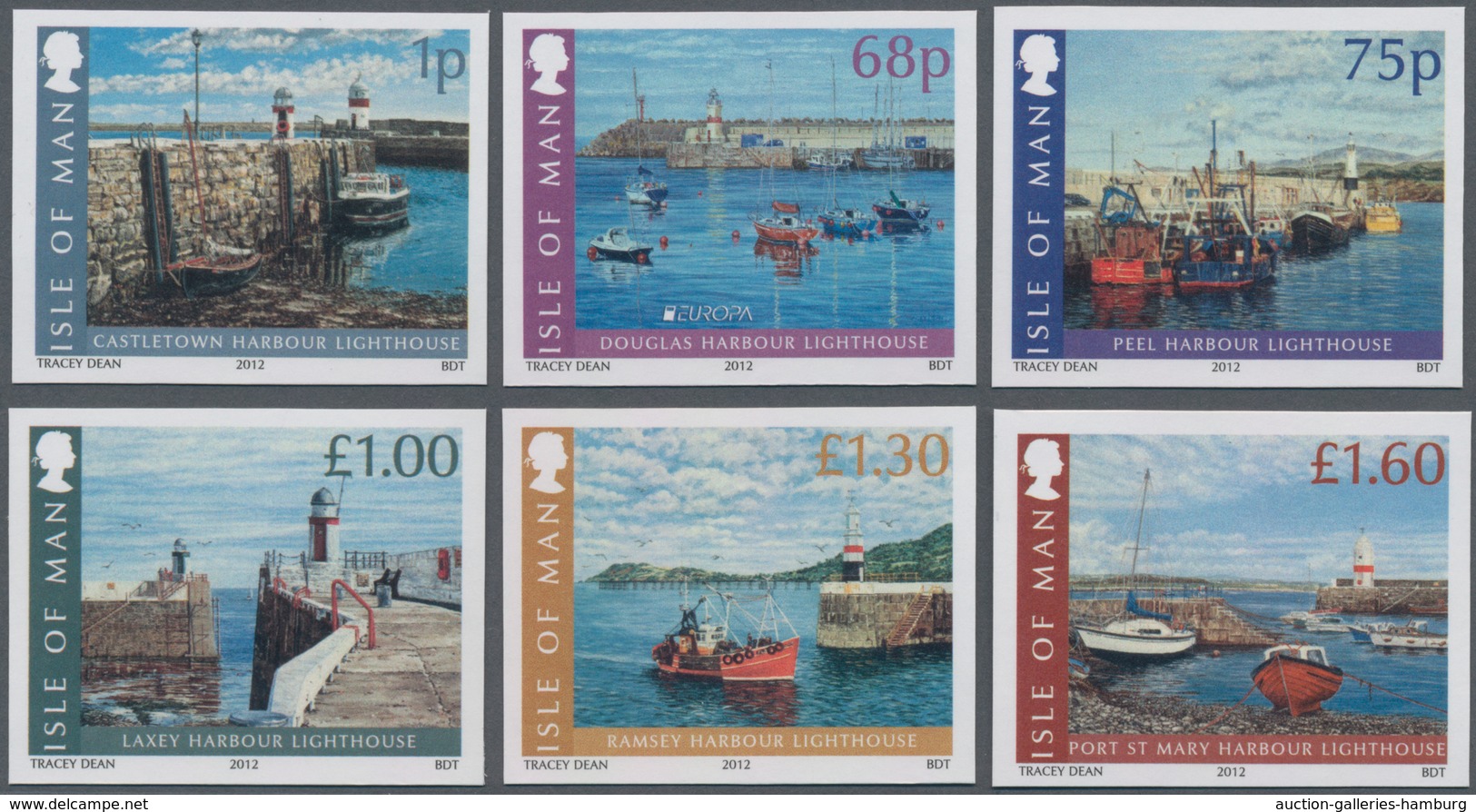 Großbritannien - Isle Of Man: 2012. Complete Set (6 Values) "Harbour Beacon" In IMPERFORATE Single S - Isle Of Man