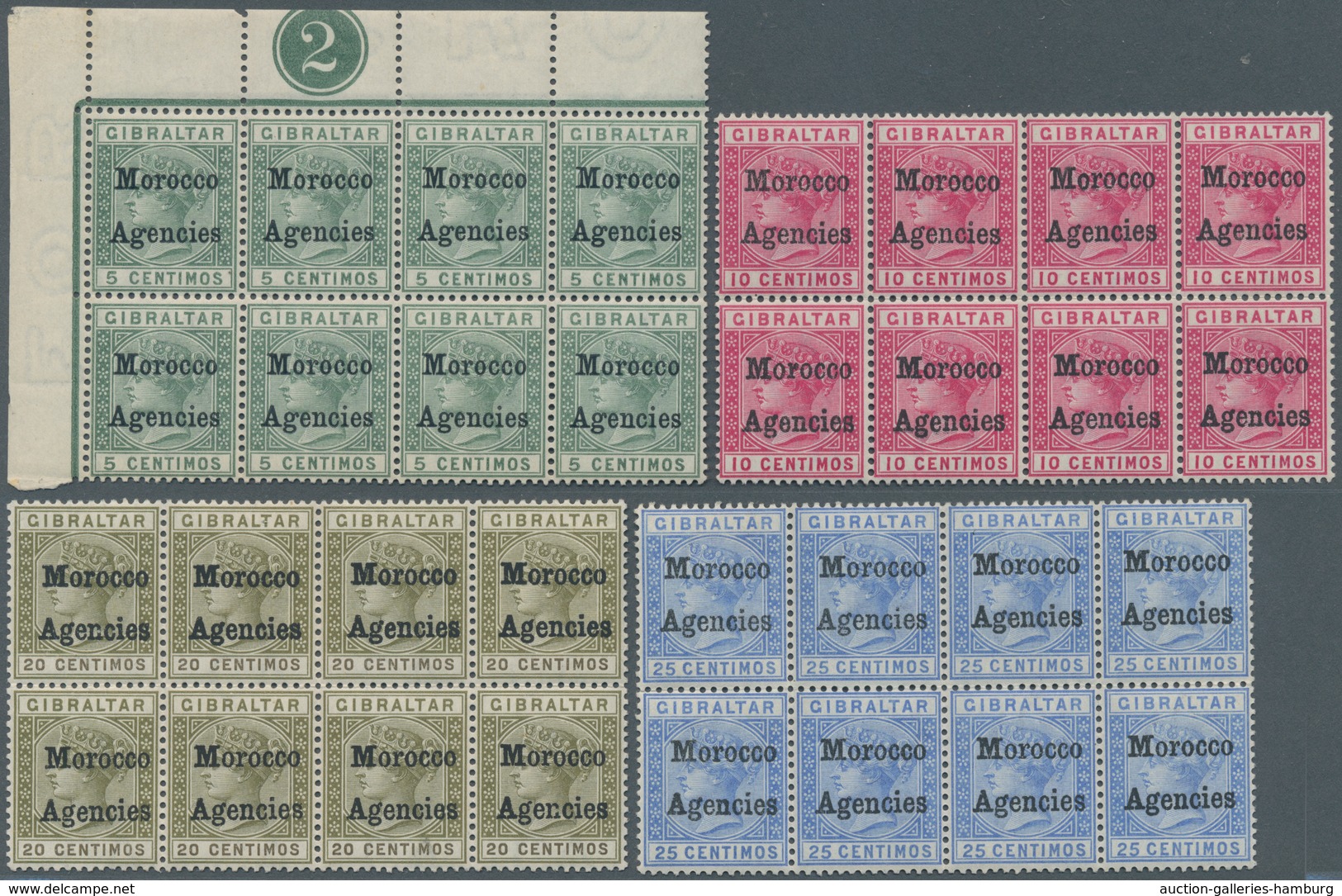 Britische Post In Marokko: 1898/1899, Victoria Aufdruckausgabe, 8 Stck. In Einheiten, Davon Mindeste - Other & Unclassified