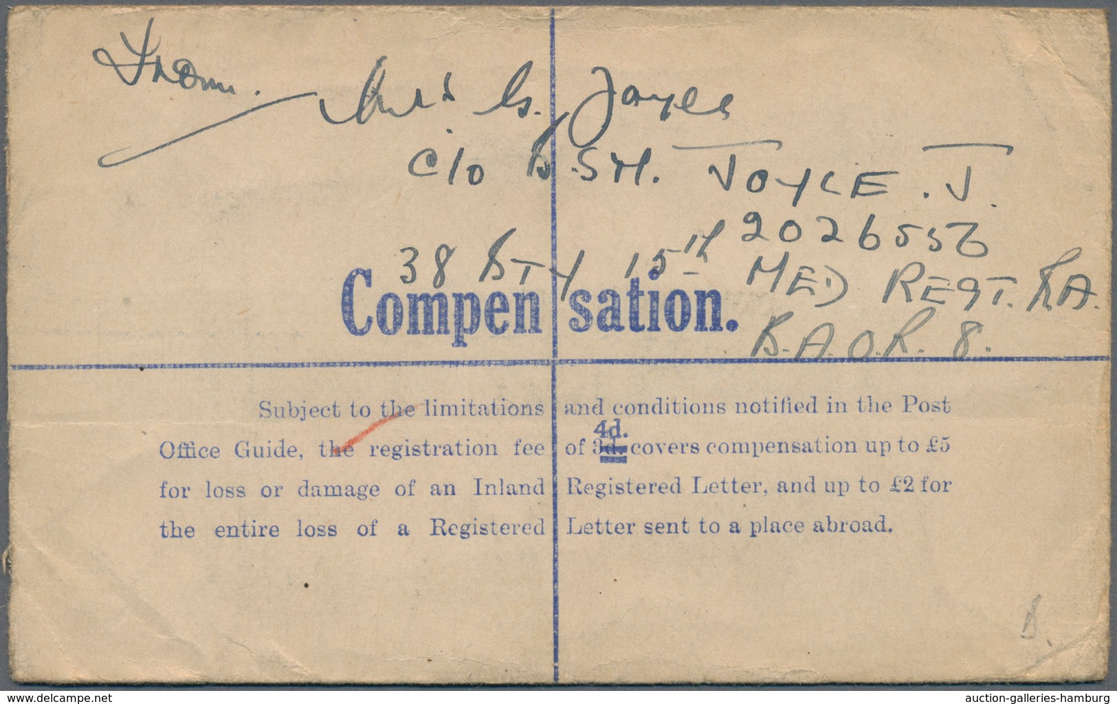 Britische Militärpost In Ägypten: 1950 Uprated With One Penny Red And Half Penny Green (KGVI) Regist - Other & Unclassified