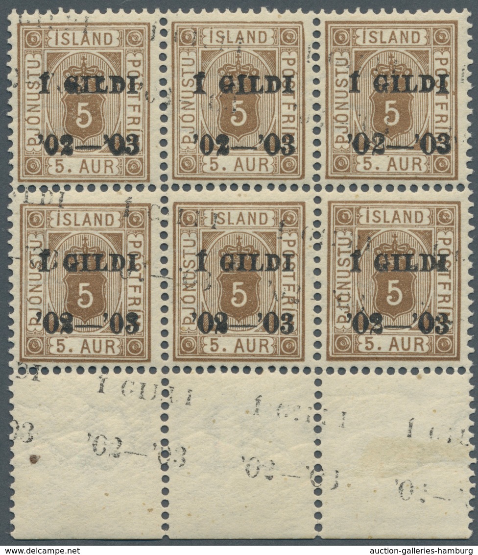 Island - Dienstmarken: 1902, Gildi Overprints, 5a. Brown, Perf. 12¾, Bottom Marginal Block Of Four W - Officials