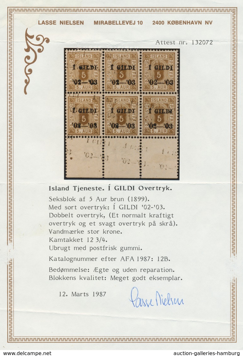 Island - Dienstmarken: 1902, Gildi Overprints, 5a. Brown, Perf. 12¾, Bottom Marginal Block Of Four W - Officials
