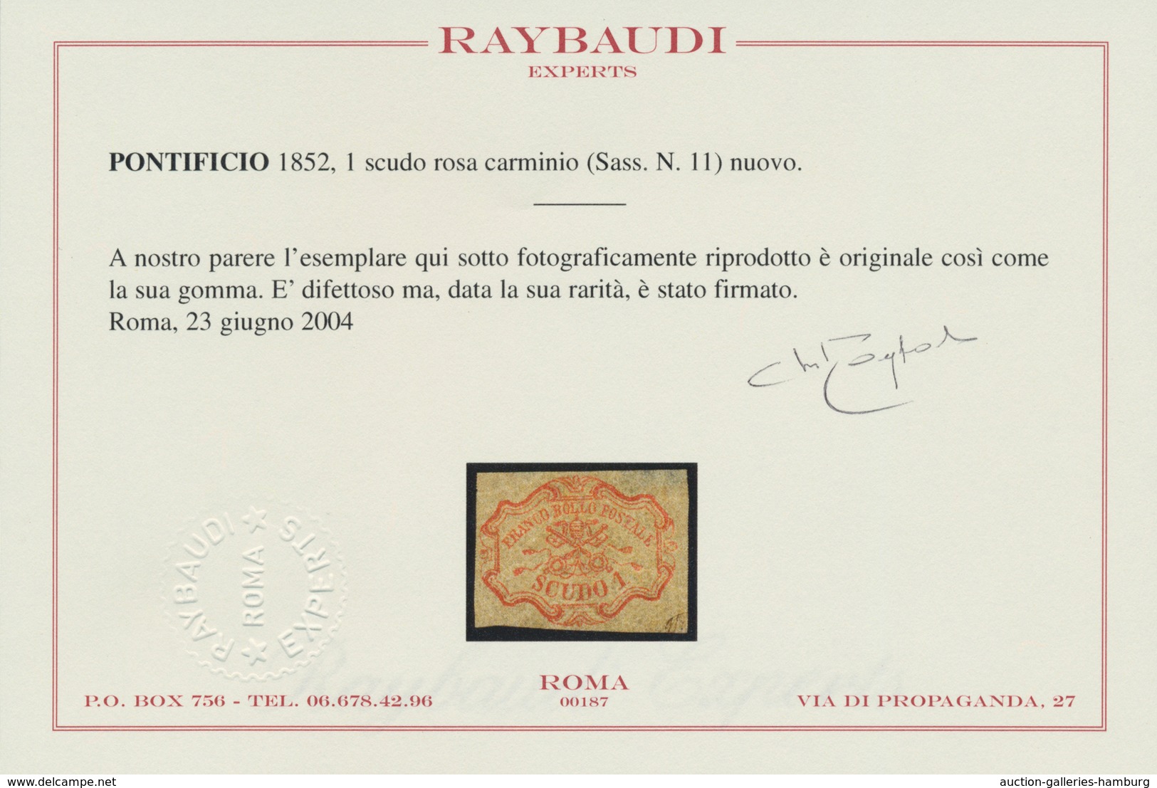 Italien - Altitalienische Staaten: Kirchenstaat: 1864. 1 Scudo Rose (rosa Carminio, Sassone 11, Cat - Kirchenstaaten