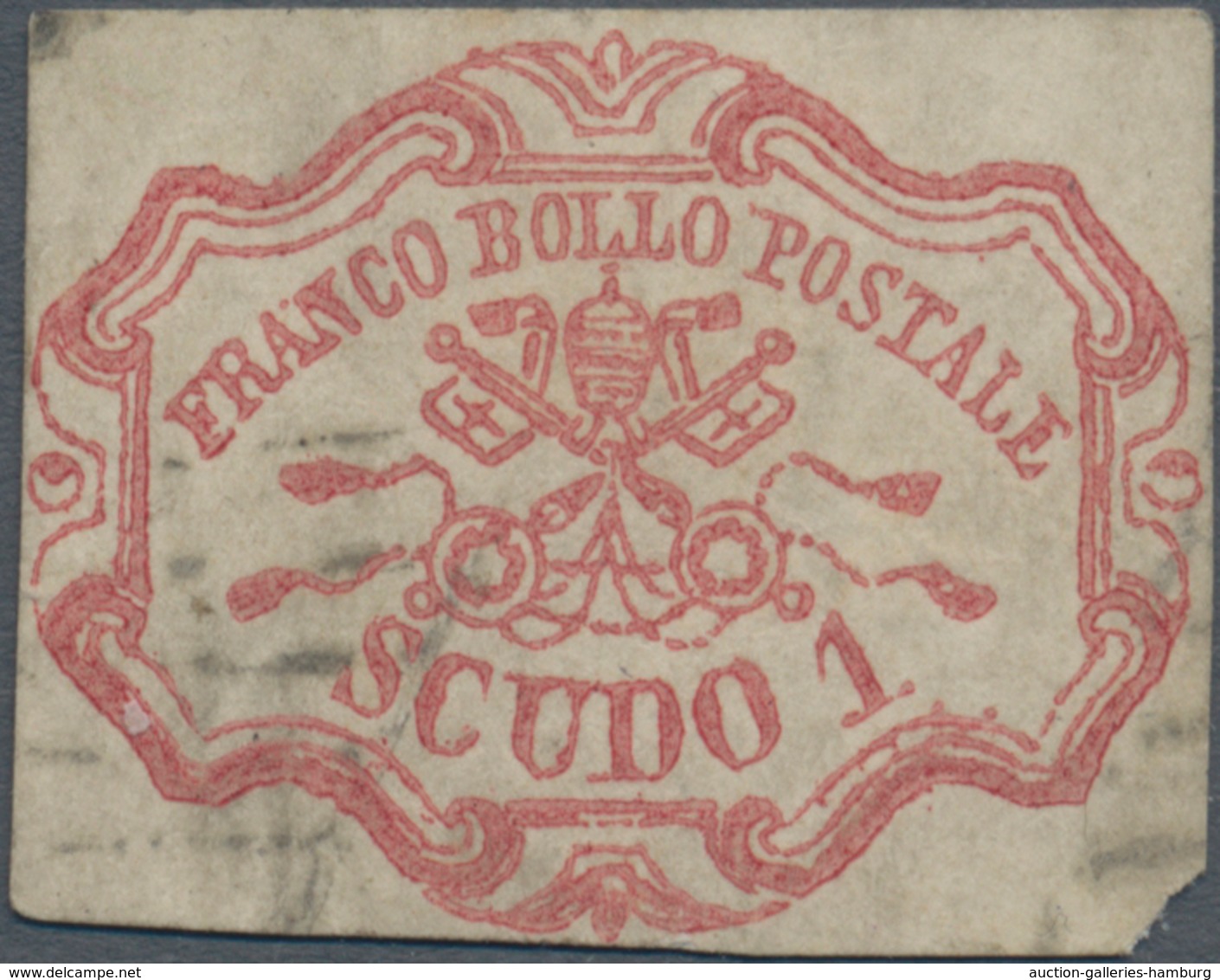 Italien - Altitalienische Staaten: Kirchenstaat: 1852, 1 Sc Vivid Rose-carmine Stamped With Some Sma - Etats Pontificaux