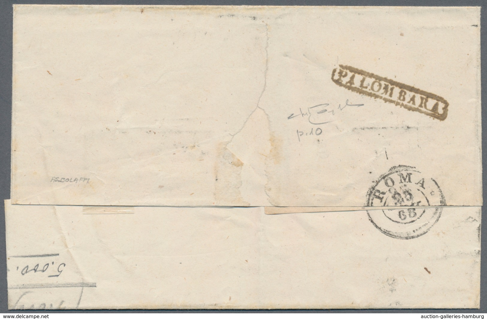 Italien - Altitalienische Staaten: Kirchenstaat: 1868, 10 C Black On Red Tied By Rhombus Cancel On F - Kirchenstaaten