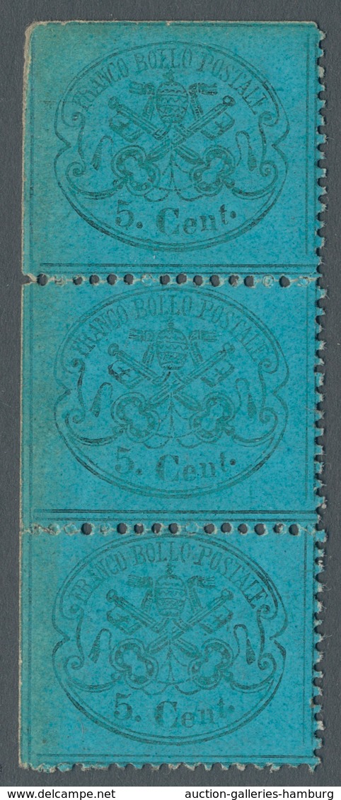 Italien - Altitalienische Staaten: Kirchenstaat: 1868, 5 Cent. Azzurro Scuro, 5c. Greenish Blue, Unm - Estados Pontificados