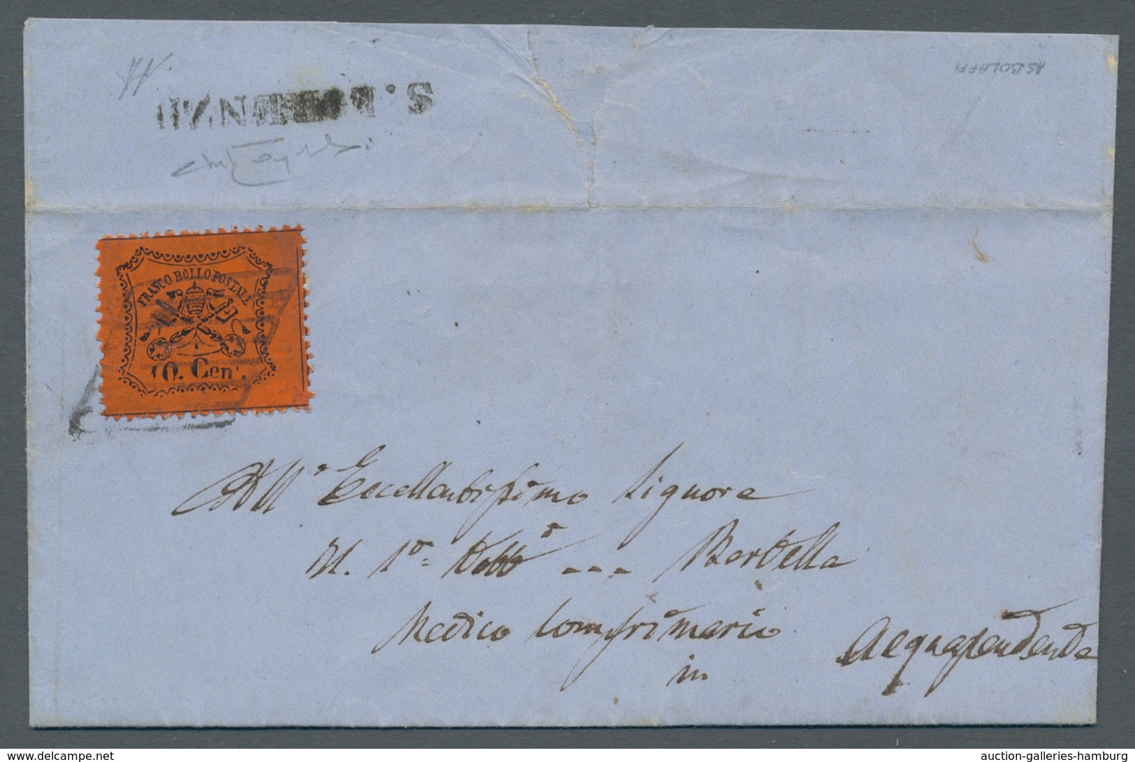 Italien - Altitalienische Staaten: Kirchenstaat: 1868, 10 Cent. Vermiglio Arancio, 10c. Red Orange O - Kirchenstaaten