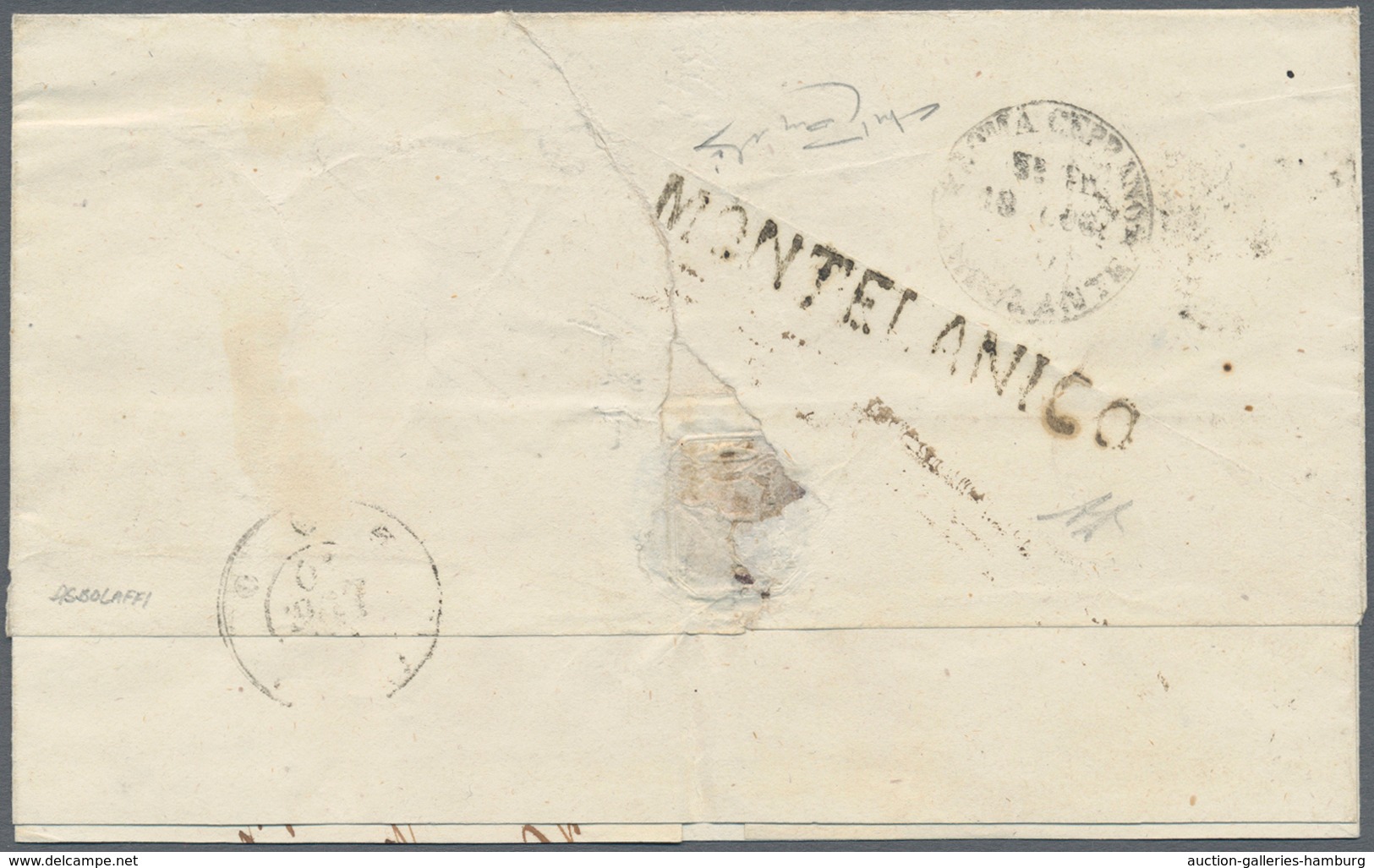 Italien - Altitalienische Staaten: Kirchenstaat: 1870: "MONTELANICO", Rare Line Cancellation (Sasone - Kirchenstaaten