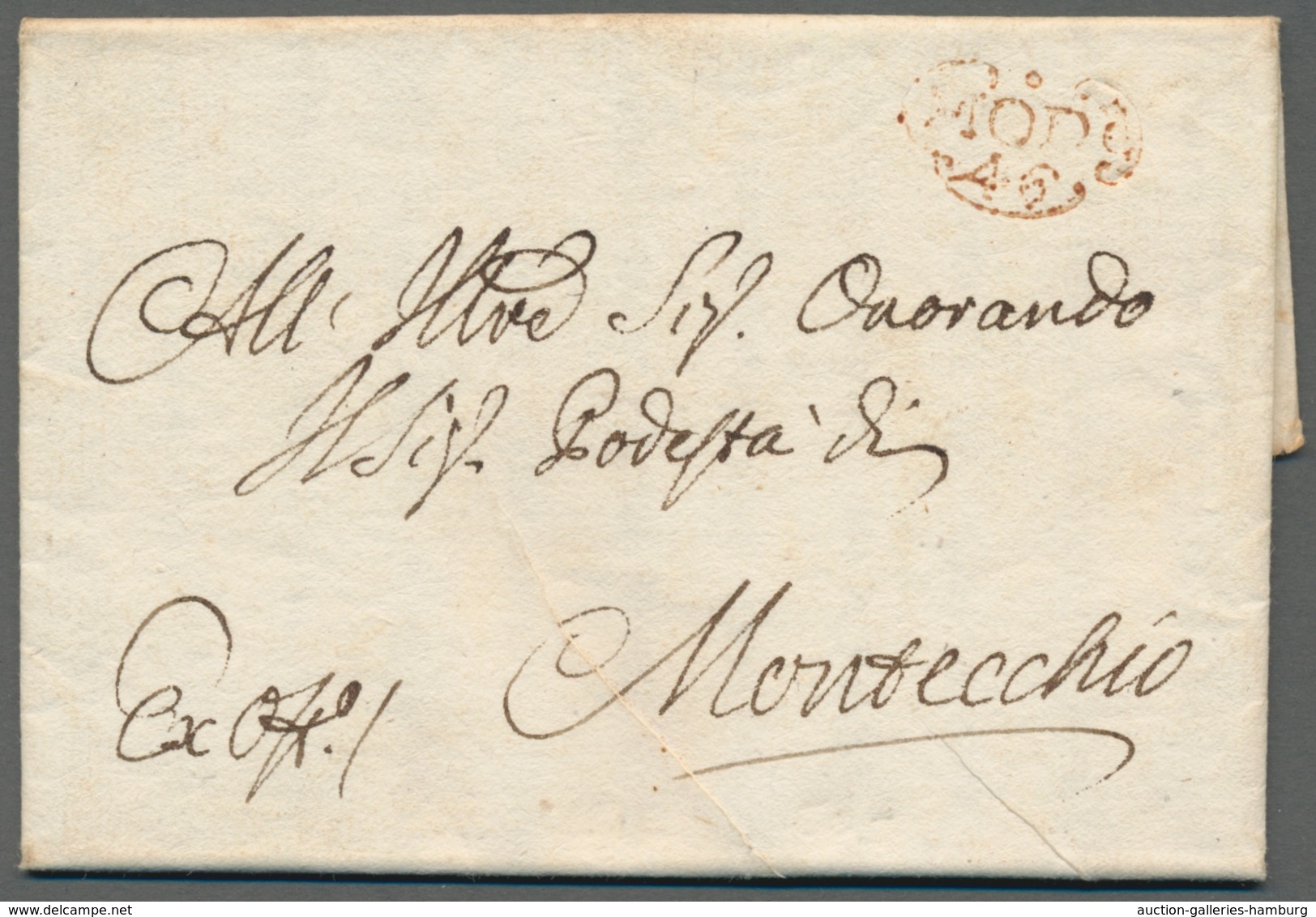Italien - Altitalienische Staaten: Modena: 1791, Vorphilabrief Mit Rotem Zierstempel "MOD" Nach Mont - Modena