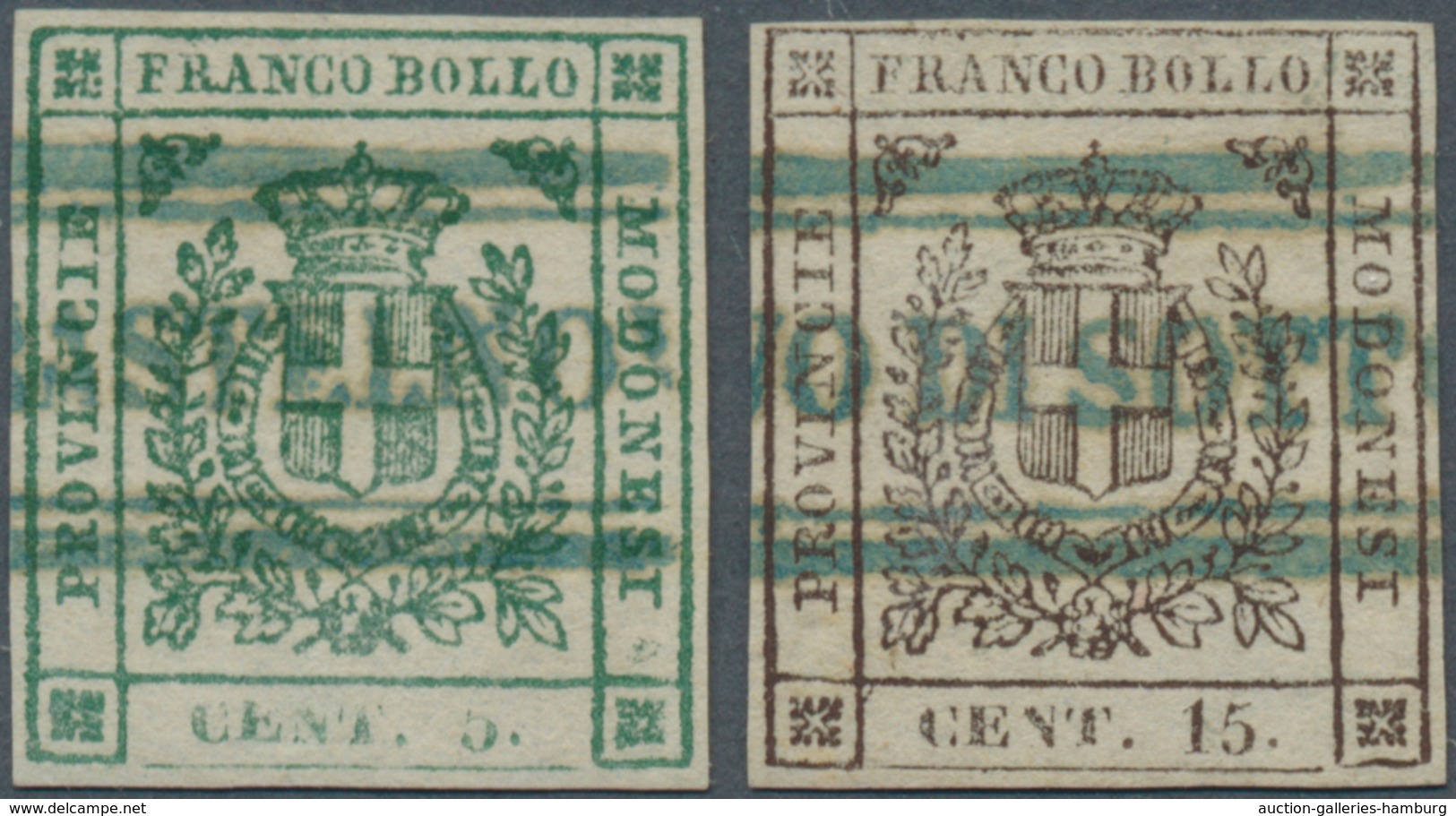 Italien - Altitalienische Staaten: Modena: 1859, 5c. Green And 15c. Brown, Both Fresh Colours And Fu - Modena
