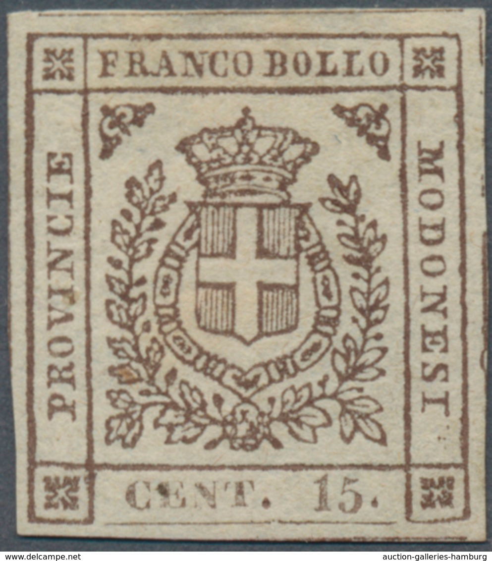 Italien - Altitalienische Staaten: Modena: 1859, 15c. Brown, Fresh Colour And Full Margins All Aroun - Modena