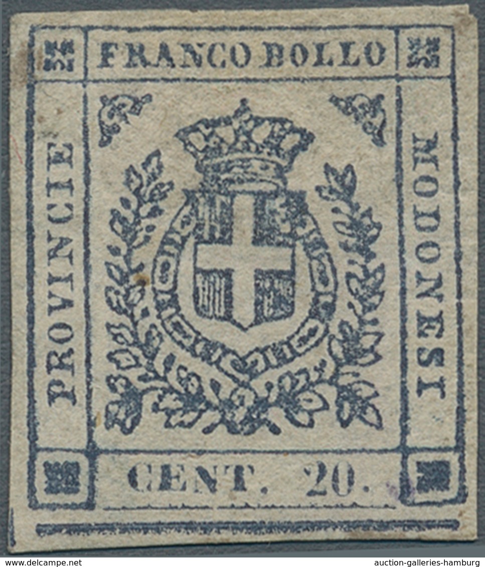 Italien - Altitalienische Staaten: Modena: 1859. Provisional Government. 20 Cent. Blue Violet, Mint - Modena