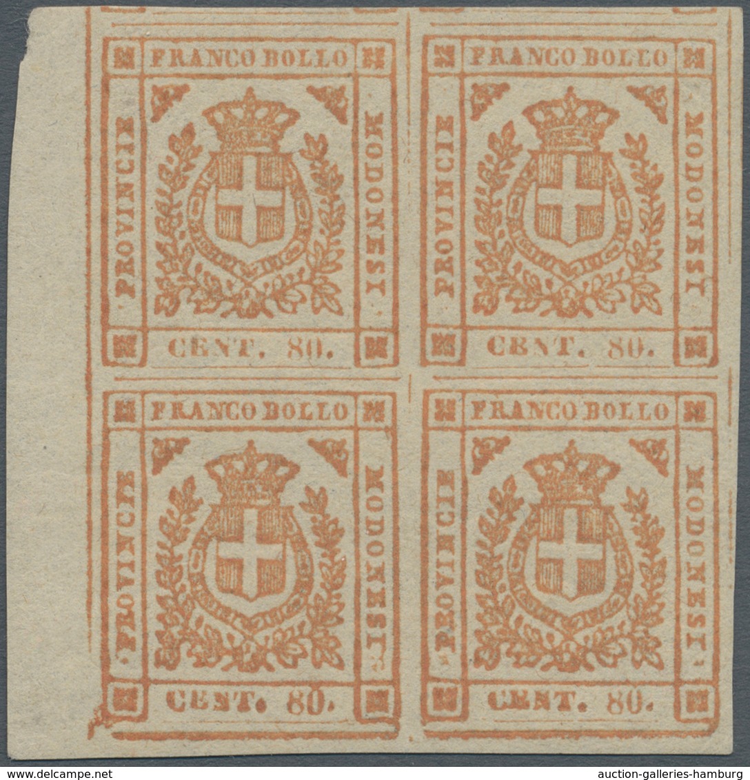 Italien - Altitalienische Staaten: Modena: 1859. Provisional Government. 80 C. Reddish Brown, Block - Modena