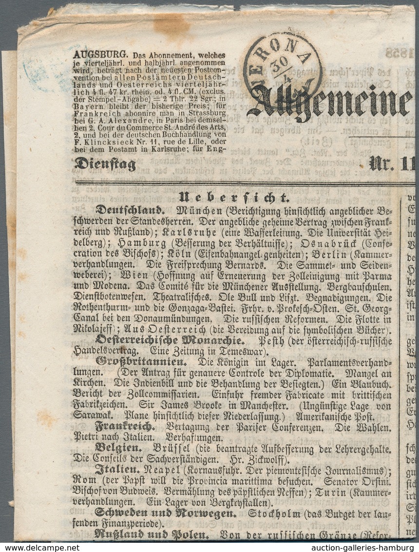 Italien - Altitalienische Staaten: Modena - Zeitungsstempelmarken: 1857. 10 C Black On Grey-violet P - Modena