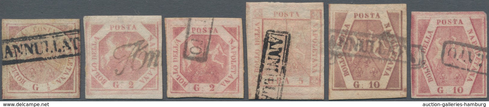 Italien - Altitalienische Staaten: Neapel: 1858, Assembling Of Six Used Stamps Including Sass.#2, 5- - Neapel