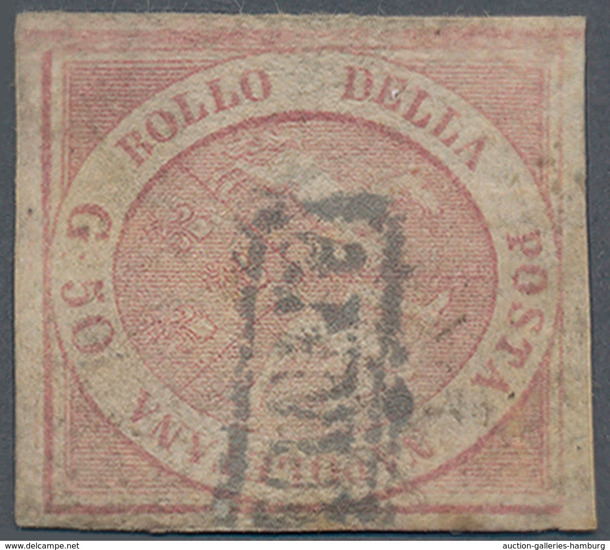 Italien - Altitalienische Staaten: Neapel: 1858, 50 Grana Brown-rose Cancelled With Frame Stamp, Mar - Naples