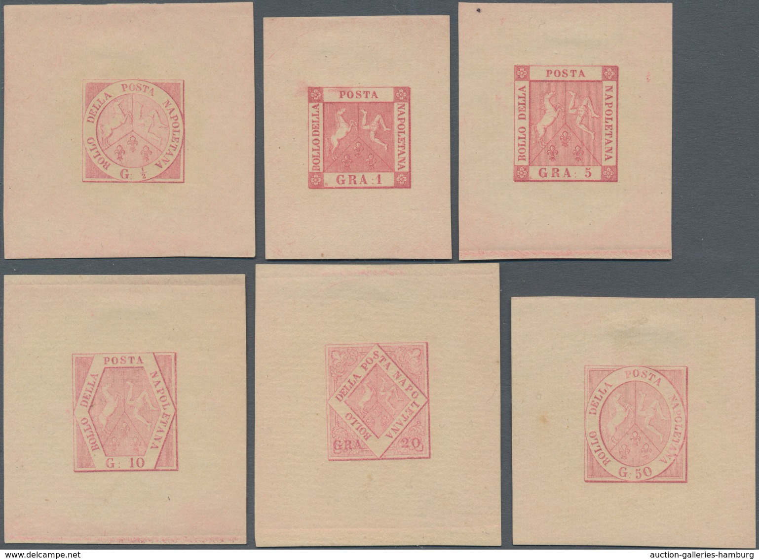 Italien - Altitalienische Staaten: Neapel: 1858, Complete Set Of Napoli Proofs With Wide Margins, Sa - Naples