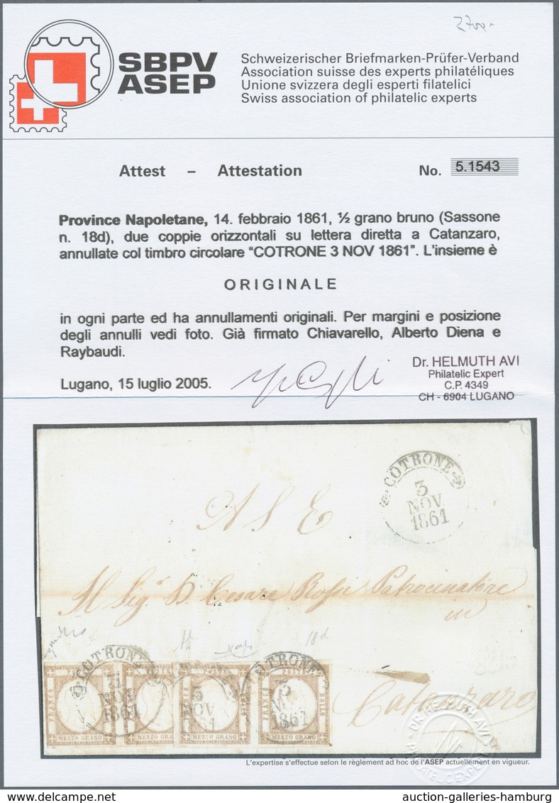 Italien - Altitalienische Staaten: Neapel: 1861, ½ Grana Brown, Two Horizontal Pairs On A Letter To - Naples