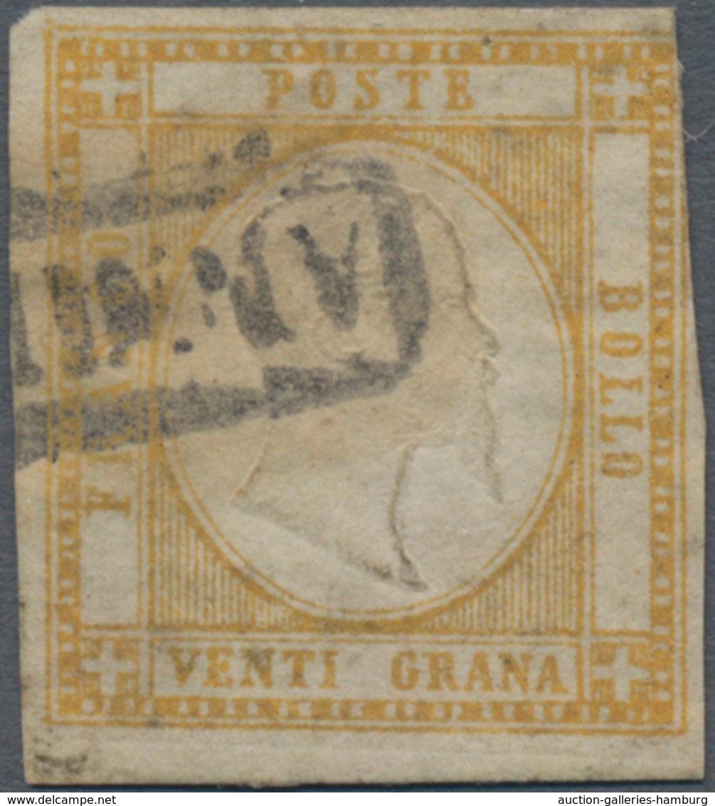 Italien - Altitalienische Staaten: Neapel: 1861, 20 Gr Yellow Cancelled, Three Sides Full Margins, T - Neapel