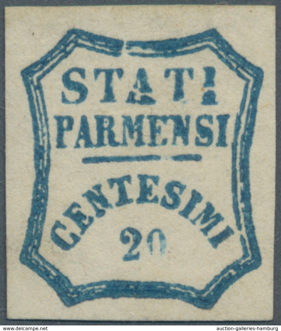 Italien - Altitalienische Staaten: Parma: 1859, 20 Cent Dark Blue Mint With Original Gum, "A" And "I - Parma