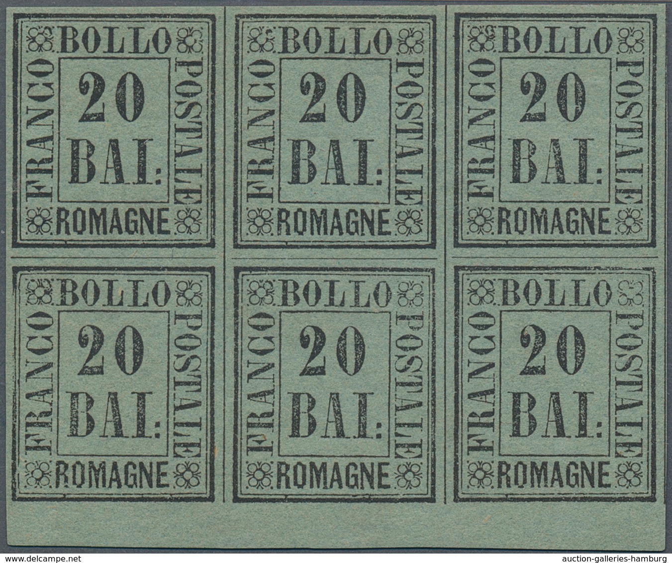 Italien - Altitalienische Staaten: Romagna: 1859, Numerals 20 Baj. In A Block Of Six With MINT NEVER - Romagna